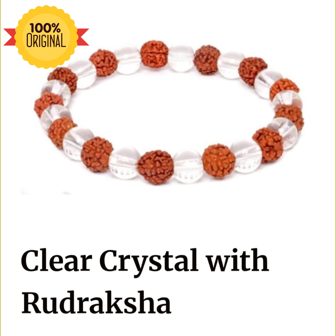 129_ad047834-e264-4410-8332-f12e73cbeb93.png Natural Clear Quartz + Rudraksh Bracelet - Image 1