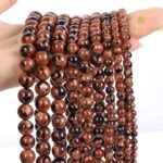 Natural Mahogany Obsidian Round Beads String - Image 3