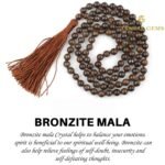 Bronzite Mala Necklace Knotted 108 Mala Beads, 108 Prayer Beads, Buddhist Meditation Mala - 8mm / Without Knot - Image 2