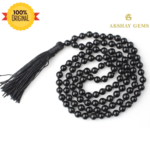 Black Obsidian Mala Necklace Knotted 108 Mala Beads, 108 Prayer Beads, Buddhist Meditation Mala - 8mm / With Knot