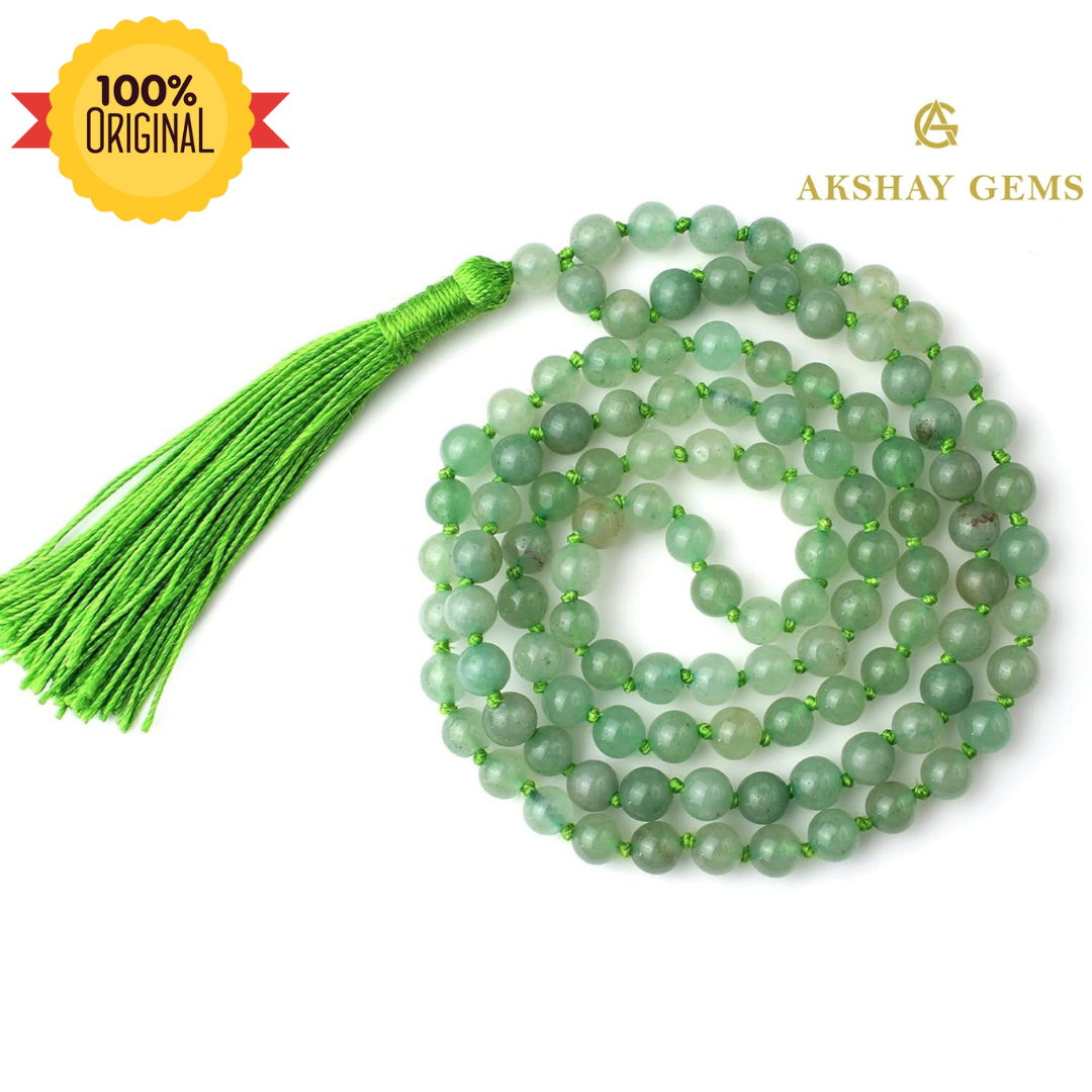 191_1a465065-c009-4135-8acb-fb19705d9f09.png Green Aventurine Mala Necklace 108 Mala Beads, 108 Prayer Beads, Buddhist Meditation Mala - 8mm / With Knot - Image 1