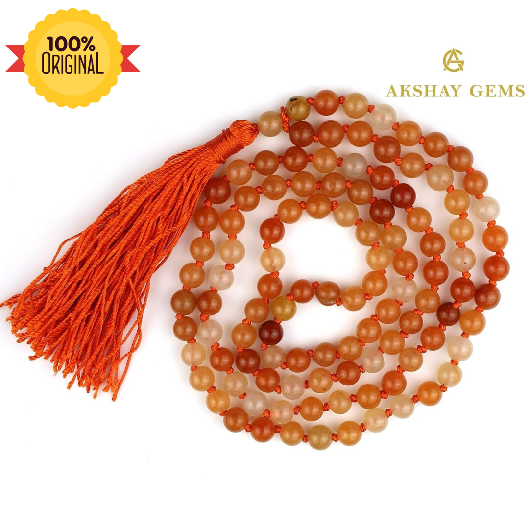 192_3b24e245-7340-44ac-8fcf-6a227408c176.png Carnelian Mala Necklace Knotted 108 Mala Beads, 108 Prayer Beads, Buddhist Meditation Mala - 8mm / With Knot - Image 1