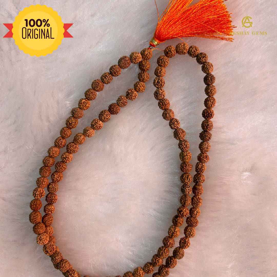 207_ce424a0f-7026-46a2-aa5d-8506d95f284a.png 108 Rudraksha Beads Japa Mala - 8mm / With knot - Image 1