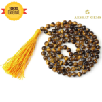 Tiger Eye Mala Necklace 108 Mala Beads, 108 Prayer Beads, Buddhist Meditation Mala - 8mm / Without Knot