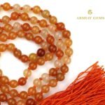 Carnelian Mala Necklace Knotted 108 Mala Beads, 108 Prayer Beads, Buddhist Meditation Mala - 8mm / With Knot - Image 2