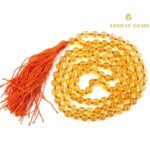Citrine Dyed Mala Necklace 108 Mala Beads, 108 Prayer Beads, Buddhist Meditation Mala - 8mm / Without Knot