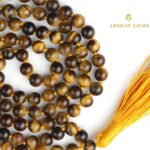 Tiger Eye Mala Necklace 108 Mala Beads, 108 Prayer Beads, Buddhist Meditation Mala - 8mm / With Knot - Image 3