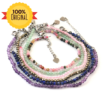 Set of 6 Natural Small Beads Stone (Bracelets) – 3 mm Faceted Crystal Beads (Amethyst, Rose Quartz, Pyrite, Lapis, Green Aventurine & Multi Tourmaline)