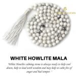 White Howlite Mala Necklace 108 Mala Beads, 108 Prayer Beads, Buddhist Meditation Mala - 8mm / With Knot - Image 2