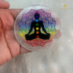 Selenite Charging Plate Coaster with 3D 7 Chakra Symbol - Image 2