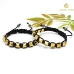 Golden Pyrite Pyramid (Coated Hematite) Braided Bracelet - Image 2