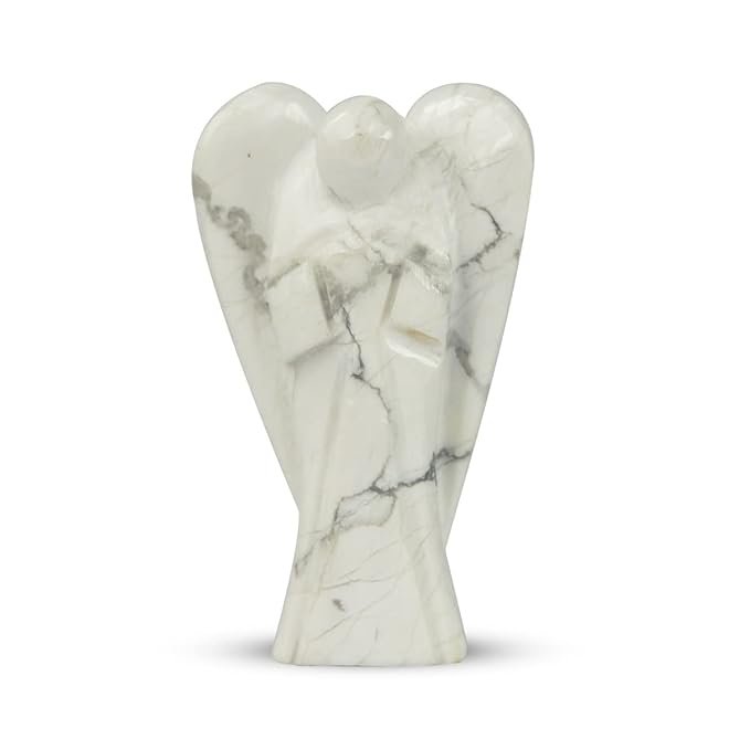 HOWLITEANGEL.jpg 2 Inch Howlite Angel Carving – Natural White Howlite Crystal Angel for Healing & Decor - Image 1