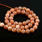 8mm Faceted Sunstone Beads String – Natural Peach Orange Gemstone Round Beads for Jewellery Making (Wholesale) - Image 2