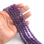 8mm Faceted Amethyst Beads String – Natural Purple Amethyst Round Beads for Jewellery Making (Wholesale)