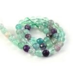 8mm Faceted Multi Fluorite Beads String – Natural Green Purple Fluorite Round Beads for Jewellery Making (Wholesale) - Image 2