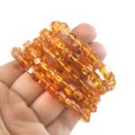 Natural Amber Cube Bracelet – Honey Yellow Transparent Gemstone Cube Beads Stretch Bracelet for Men & Women (Wholesale) - Image 2