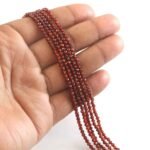 3mm Natural Hessonite Faceted Beads String – Cinnamon Orange Brown Round Gemstone Loose Beads for Jewellery Making (Wholesale)