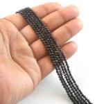 3mm Natural Black Spinel Faceted Beads String – Jet Black Round Gemstone Loose Beads for Jewellery Making (Wholesale