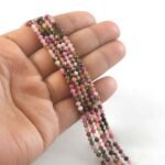 3mm Natural Multi Tourmaline Faceted Beads String – Mixed Color Round Gemstone Loose Beads for Jewellery Making (Wholesale)
