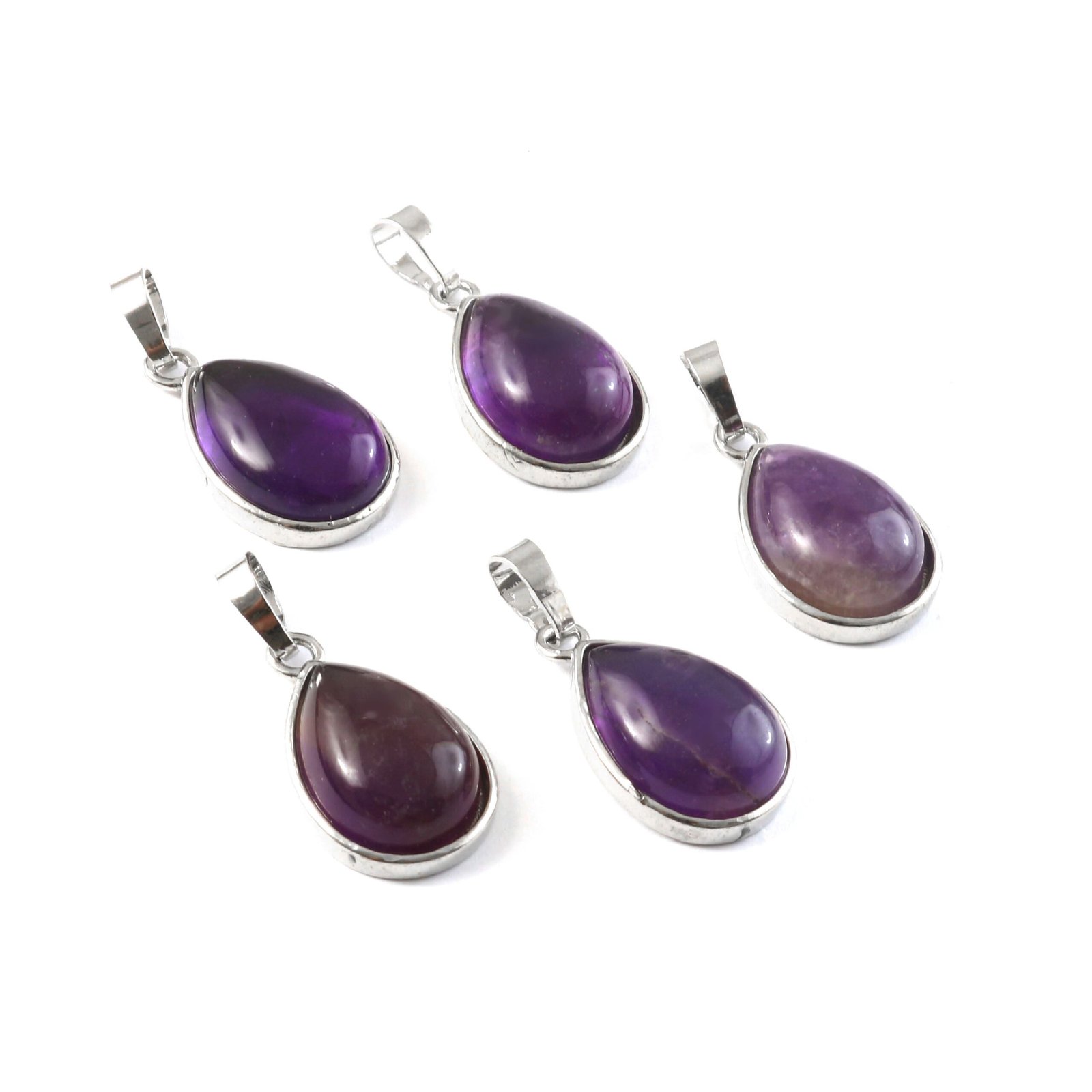 IMG_5443.jpg Natural Amethyst Pear Pendant – Purple Teardrop Gemstone Pendant for Jewellery Making & Resale (Wholesale) - Image 1