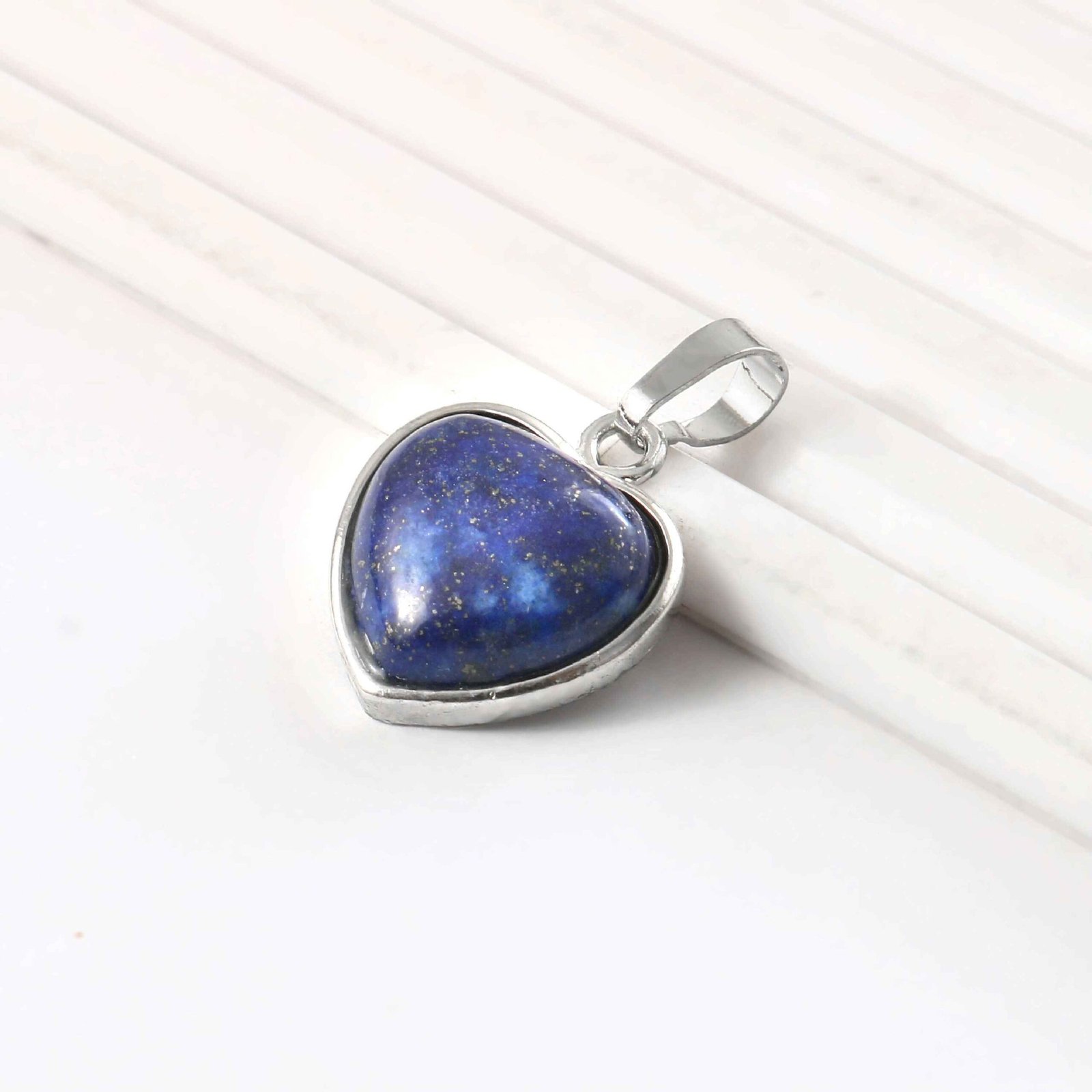 IMG_5448.jpg Natural Lapis Lazuli Heart Pendant – Deep Blue Gemstone Heart Charm for Jewellery Making & Resale (Wholesale) - Image 1