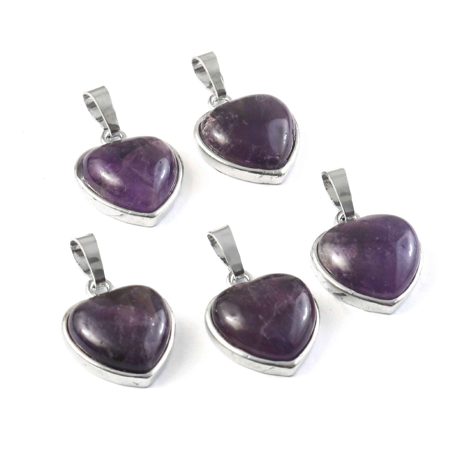 IMG_5461.jpg Natural Amethyst Heart Pendant – Purple Gemstone Heart Charm for Jewellery Making & Resale (Wholesale) - Image 1