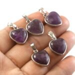 Natural Amethyst Heart Pendant – Purple Gemstone Heart Charm for Jewellery Making & Resale (Wholesale) - Image 3
