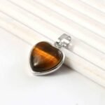 Natural Yellow Tiger Eye Heart Pendant – Golden Brown Gemstone Heart Charm for Jewellery Making & Resale (Wholesale) - Image 3