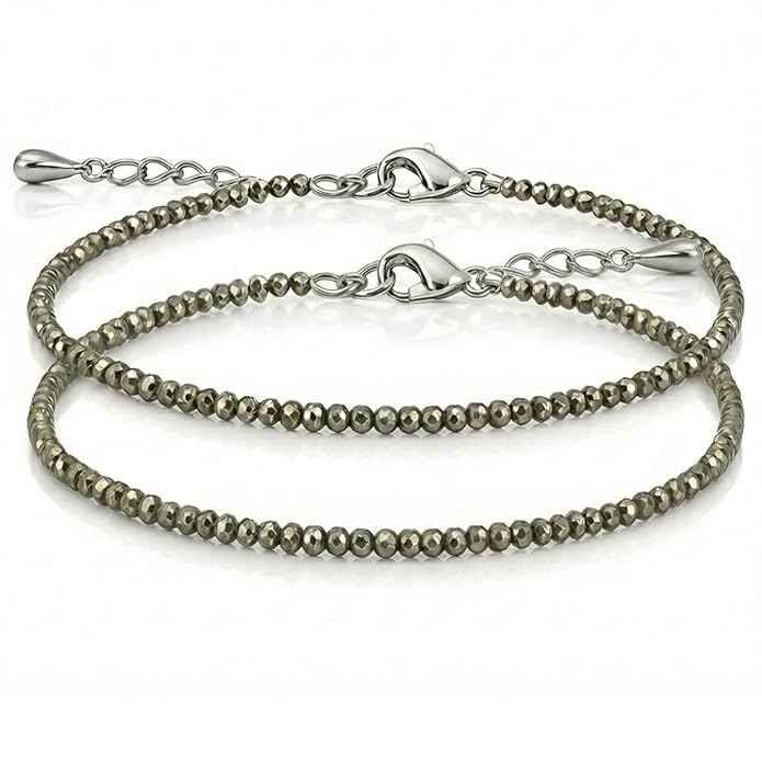 pyrite_anklet.jpg Natural Pyrite 3mm Anklet Pair (Set of 2) – Wholesale Crystal Anklet for Resellers & Jewellery Brands - Image 1