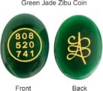 Green Jade Zibu Coin – Pack of 2 Pcs | Angelic Symbol + Grabovoi Code
